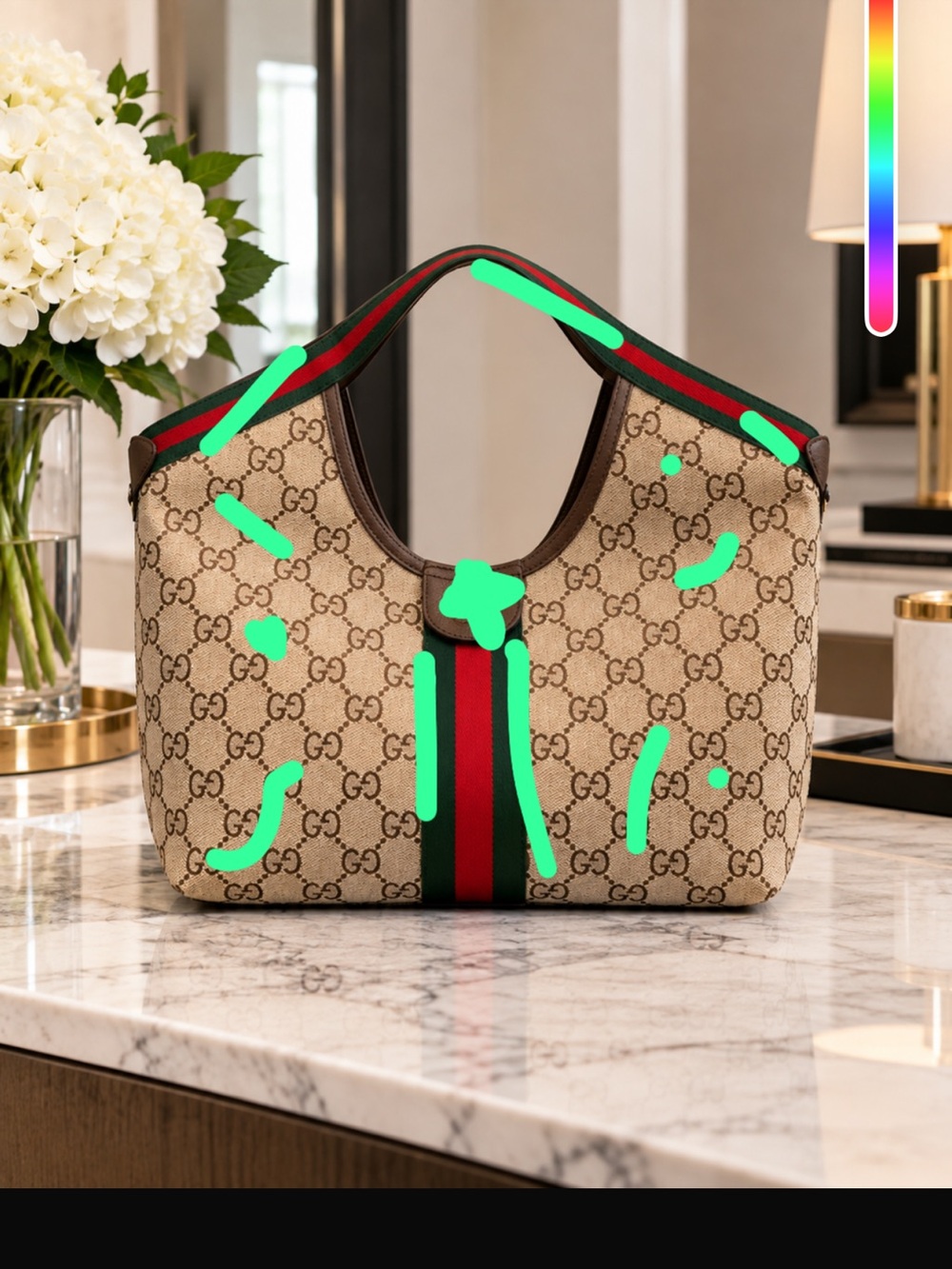 Designer-Inspired Beige Monogram Hobo Tote Bag